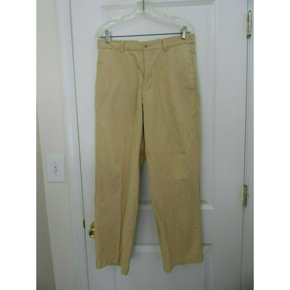 Tommy Bahama Mens Beige Flat Front Slash Pocket Stretch Casual Straight Pant 32